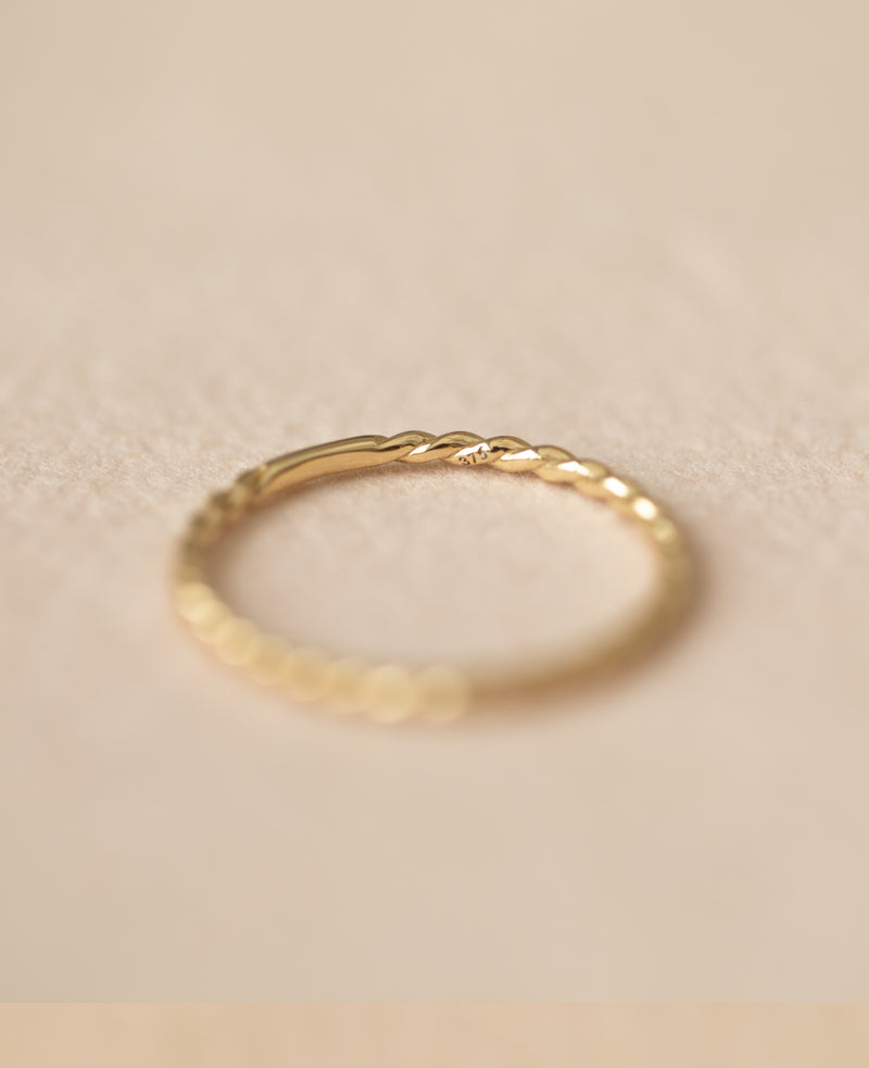 9k Solid Gold Twist Stacking Ring