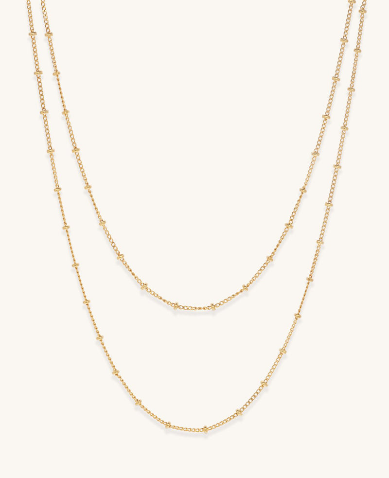 Double Strand Beaded Satellite Necklace Gold