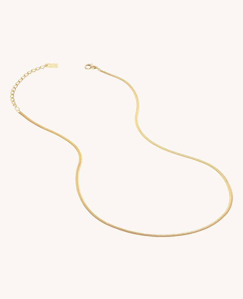 2mm Flat Snake Chain Necklace Gold