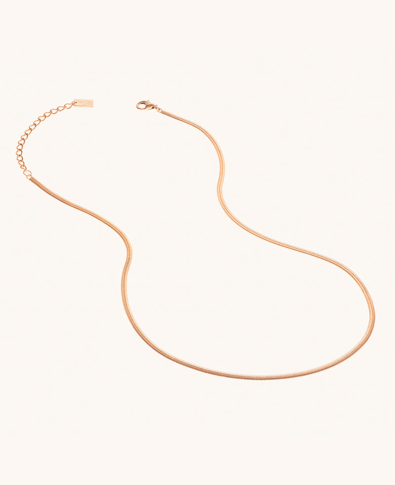 2mm Flat Snake Chain Necklace Rose Gold