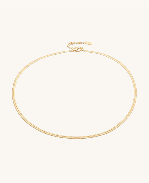3mm Flat Snake Chain Necklace Gold