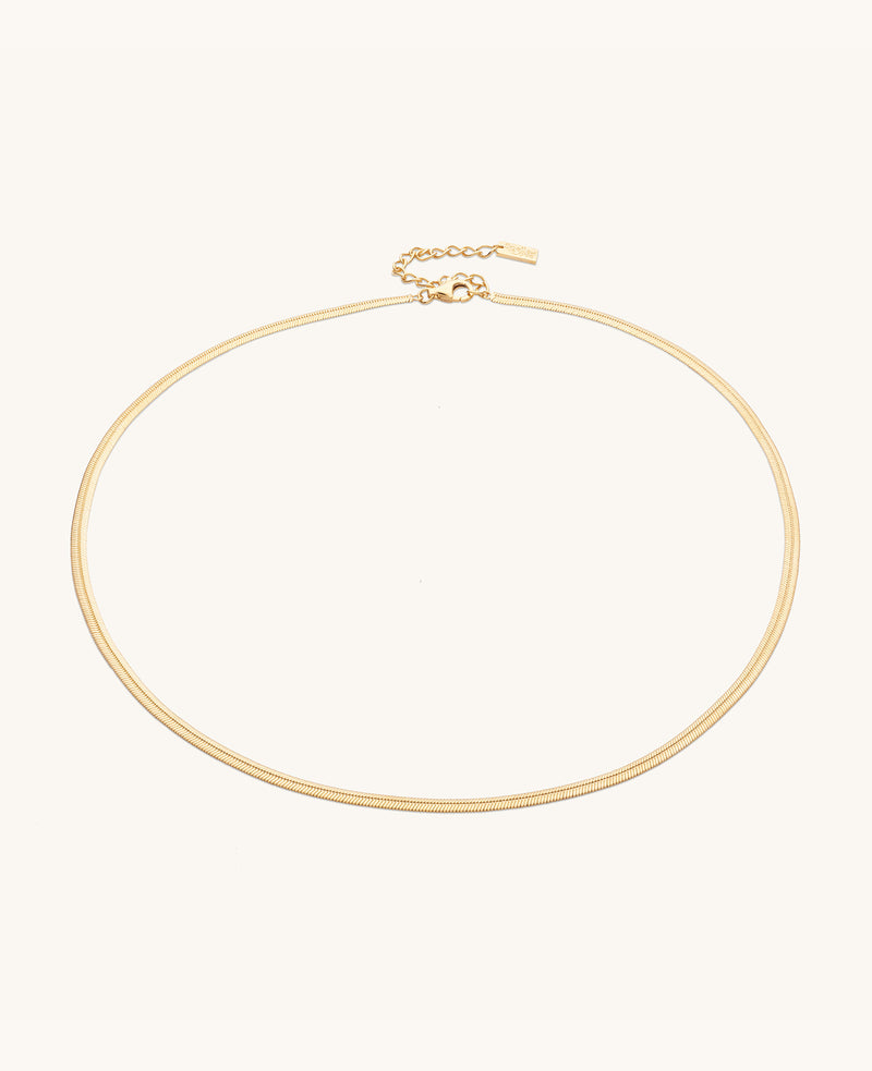 3mm Flat Snake Chain Necklace Gold
