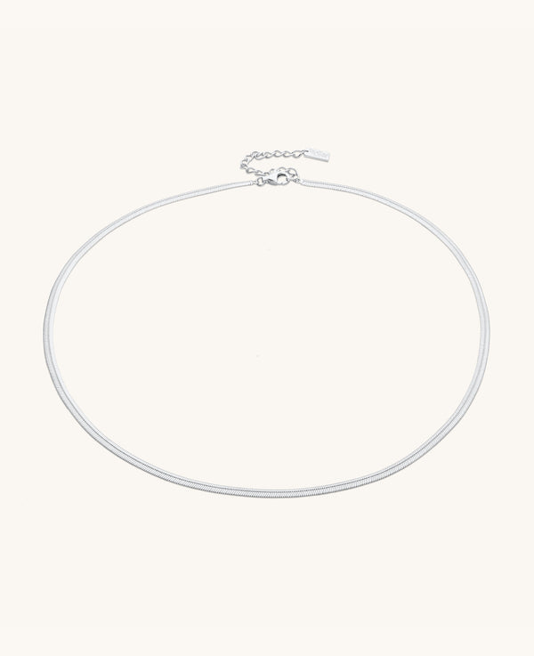 3mm Flat Snake Chain Necklace Silver