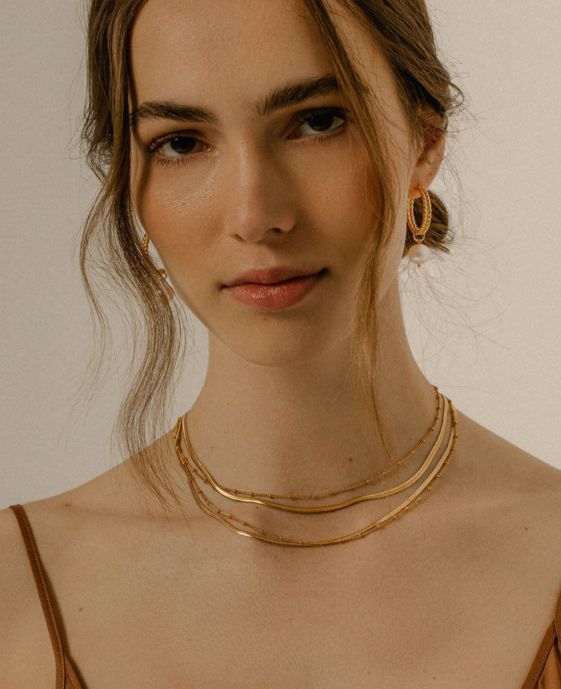 3mm Flat Snake Chain Necklace Gold