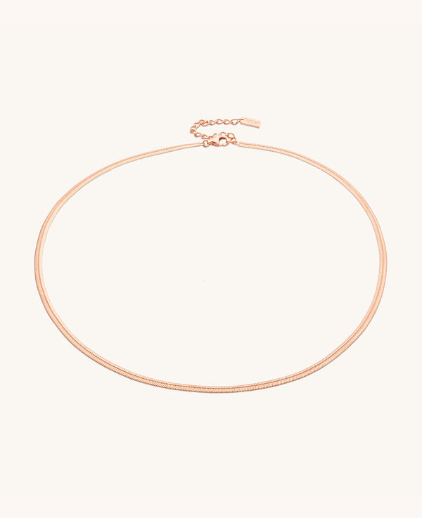 3mm Flat Snake Chain Necklace Rose Gold