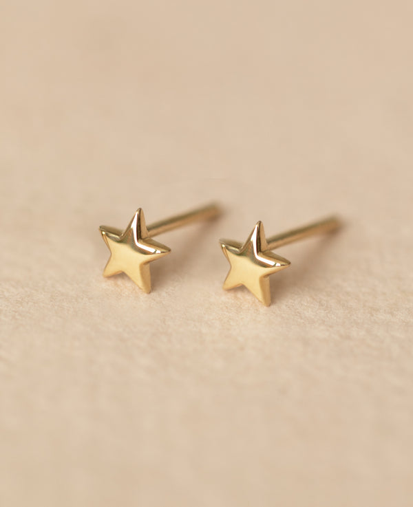Solid 9K Gold Star Studs