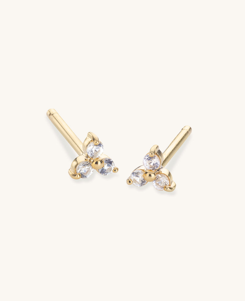 9K Solid Gold Sapphire Mini Fleur Studs