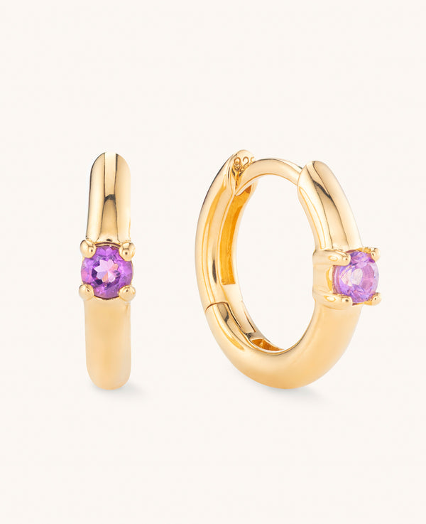 Amethyst Twinkle Mini Hoops Gold