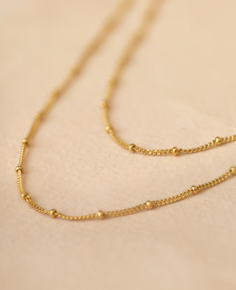 *SAMPLE SALE* Double Strand Beaded Satellite Necklace Gold