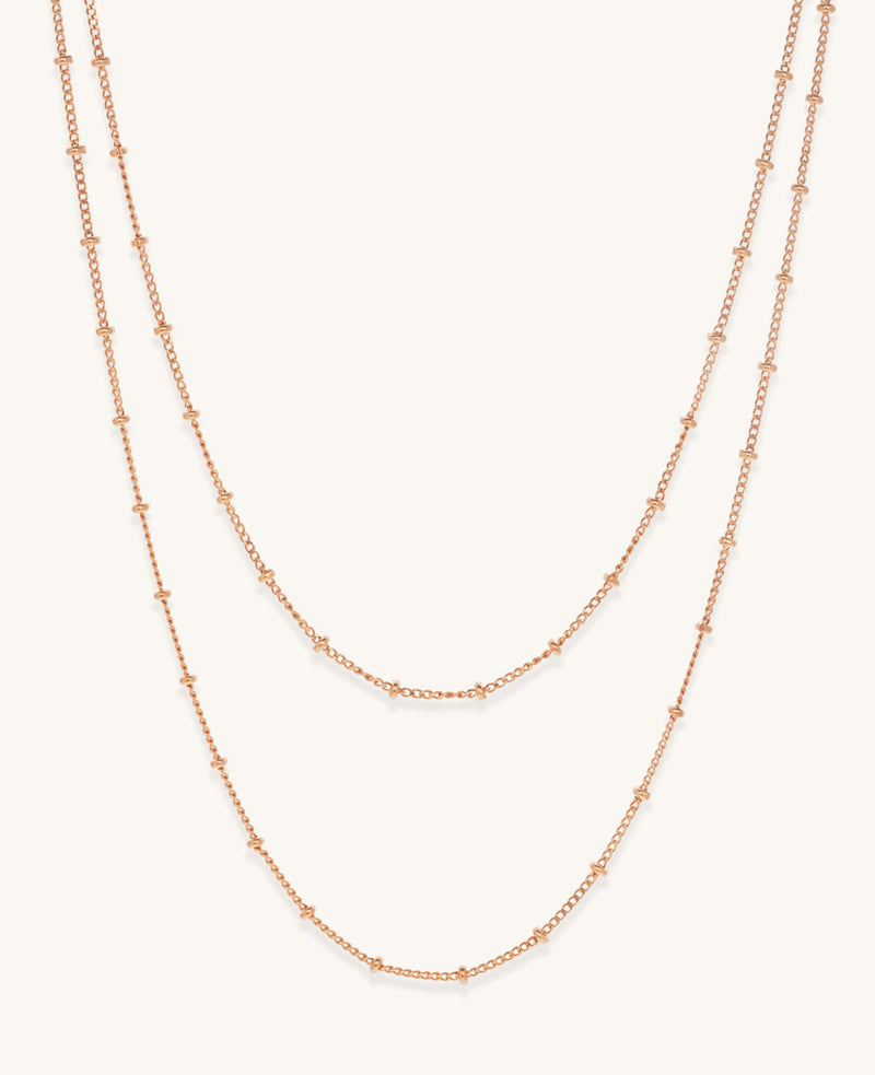 *SAMPLE SALE* Double Strand Beaded Satellite Necklace Rose Gold