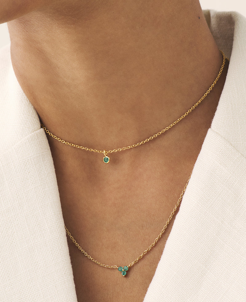 Emerald Droplet Necklace Gold