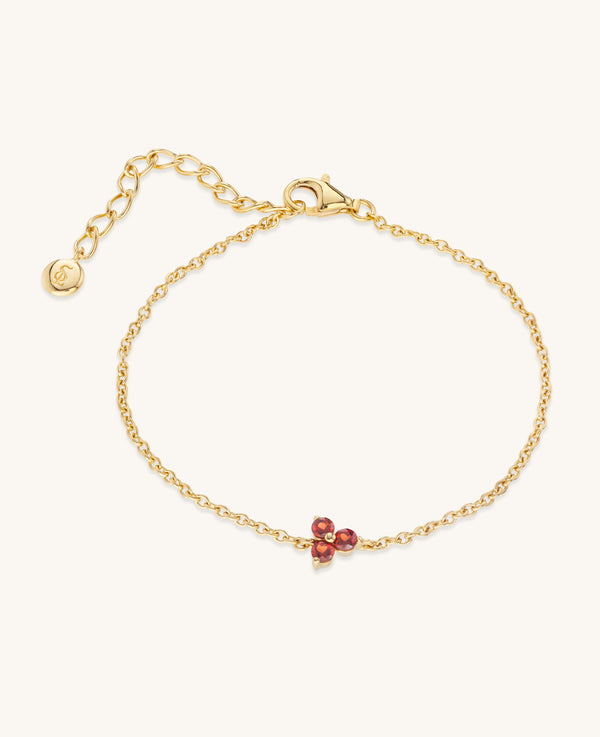 Garnet Fleur Bracelet Gold