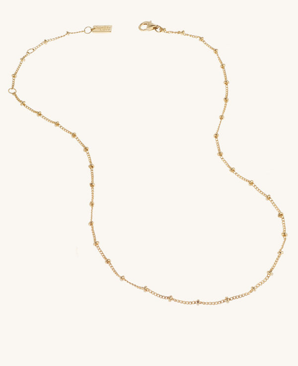 Single Strand Beaded Satellite Necklace Gold