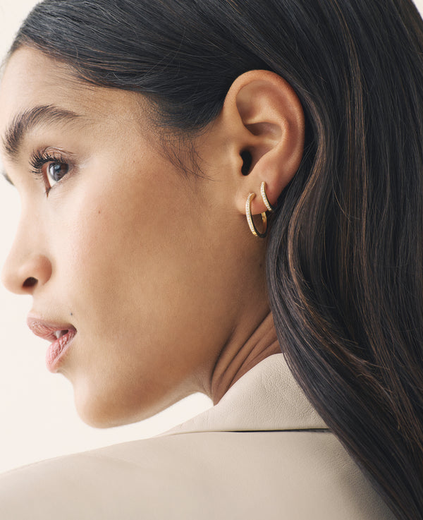 Medium Crystal Hoops Gold