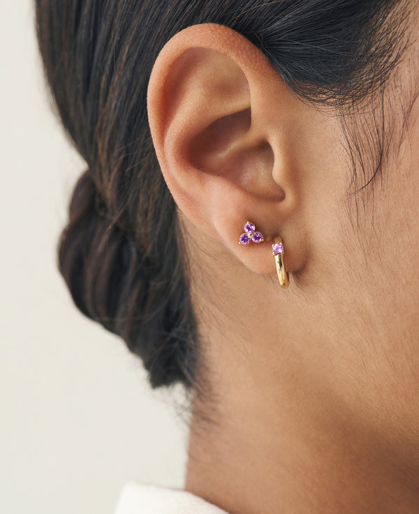 Amethyst Twinkle Mini Hoops Gold