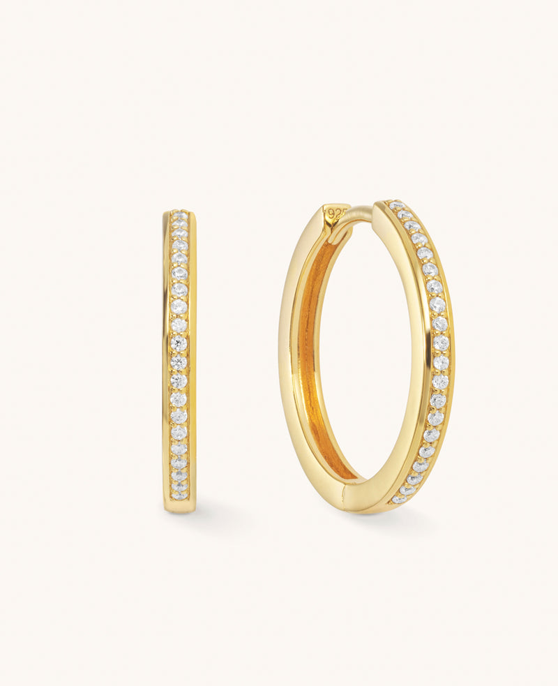 Large Crystal Hoops Gold