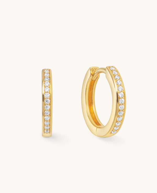 Medium Crystal Hoops Gold
