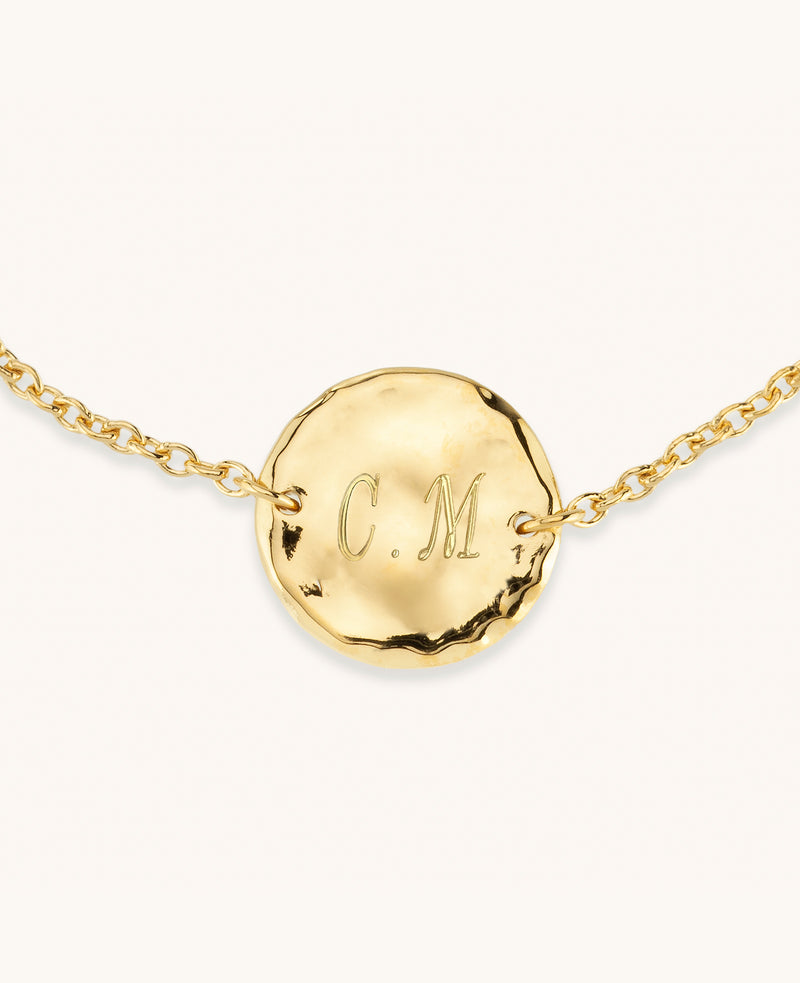 Engravable Disk Bracelet Gold