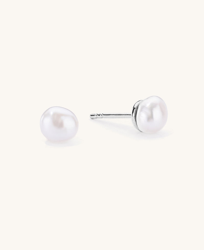 (PRE-ORDER) Small Baroque Pearl Studs Silver
