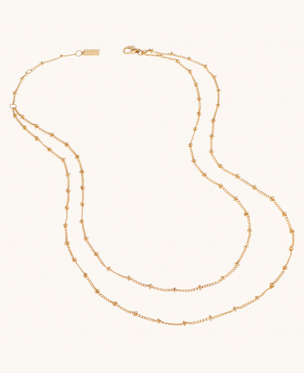 Double Strand Beaded Satellite Necklace Gold