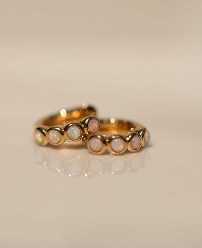 *AVAILABLE FOR PRE-ORDER* Opal Bezel Huggie Hoops Gold