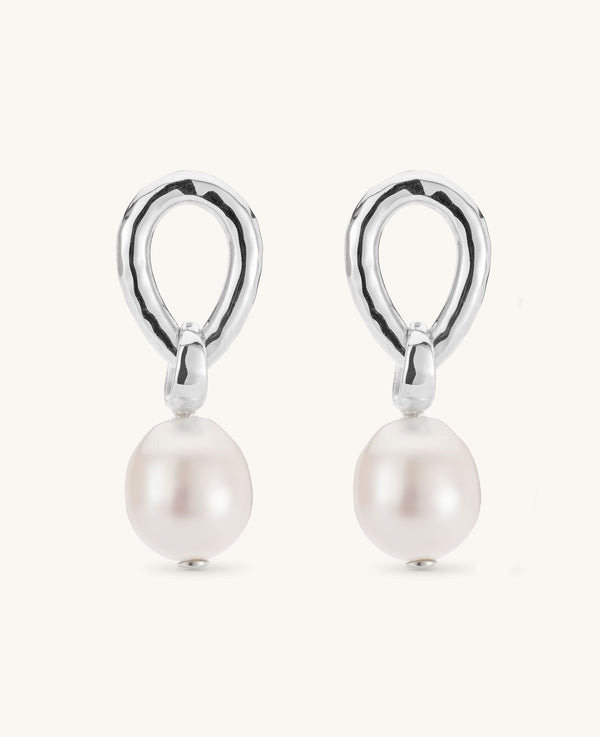 (PRE-ORDER) Calypso Pearl Droplet Earrings Silver