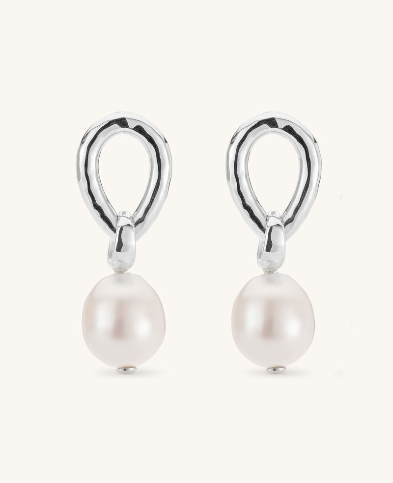 (PRE-ORDER) Calypso Pearl Droplet Earrings Silver