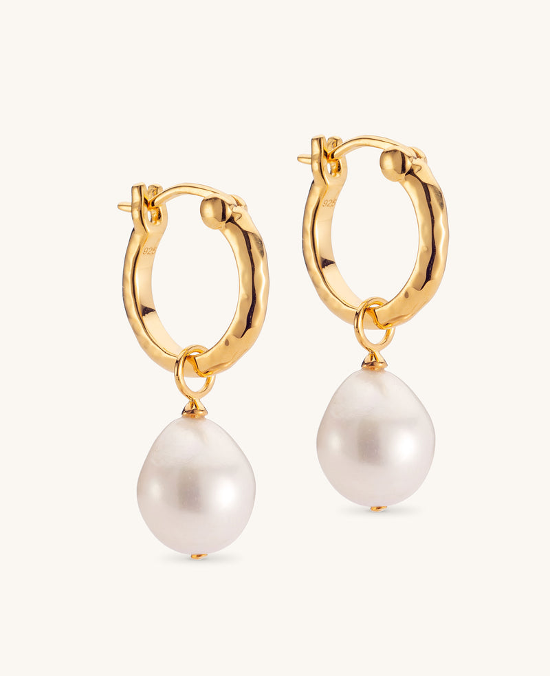 (PRE-ORDER) Large Pearl 2-in-1 Hoop Earrings Gold