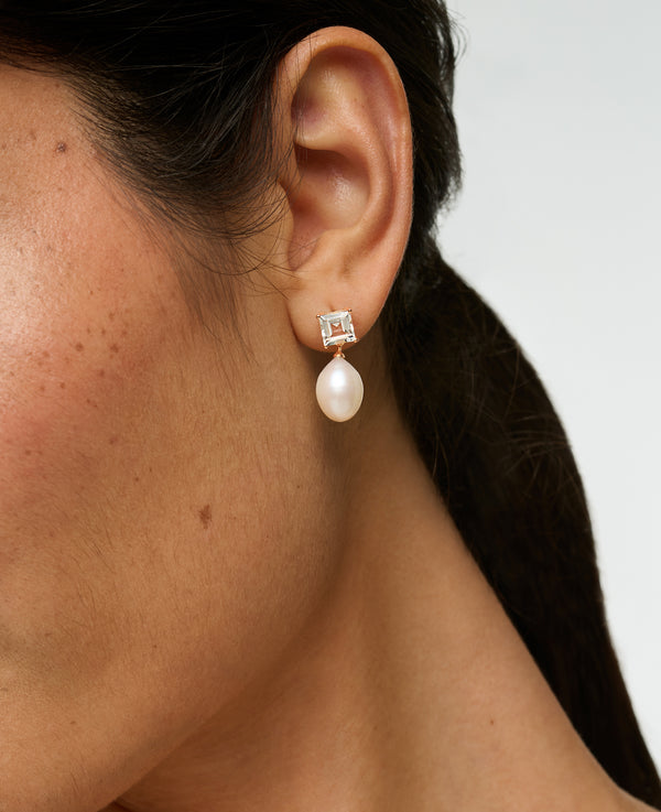 Topaz and Pearl Drop Earrings