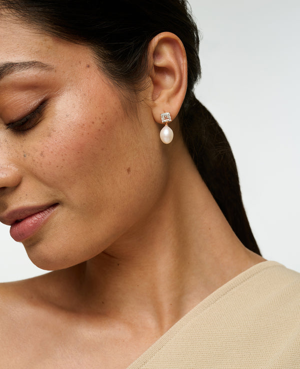 Topaz and Pearl Drop Earrings