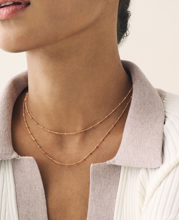 *SAMPLE SALE* Double Strand Beaded Satellite Necklace Rose Gold