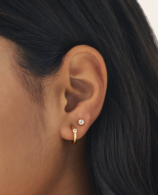 Sapphire Twinkle Mini Hoops Gold