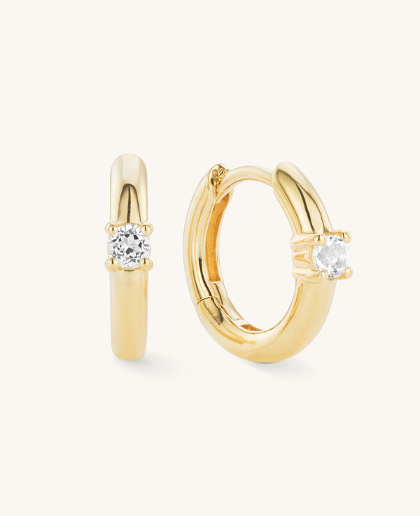 Sapphire Twinkle Mini Hoops Gold