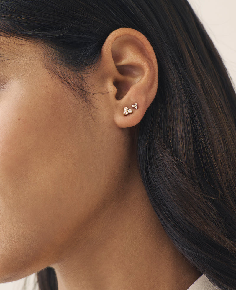 9K Solid Gold Sapphire Mini Fleur Studs