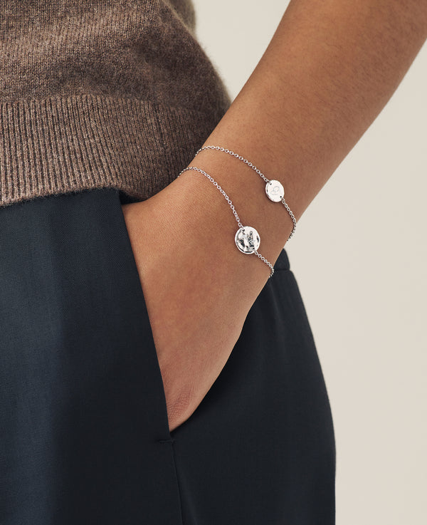 Engravable Disk Bracelet Silver