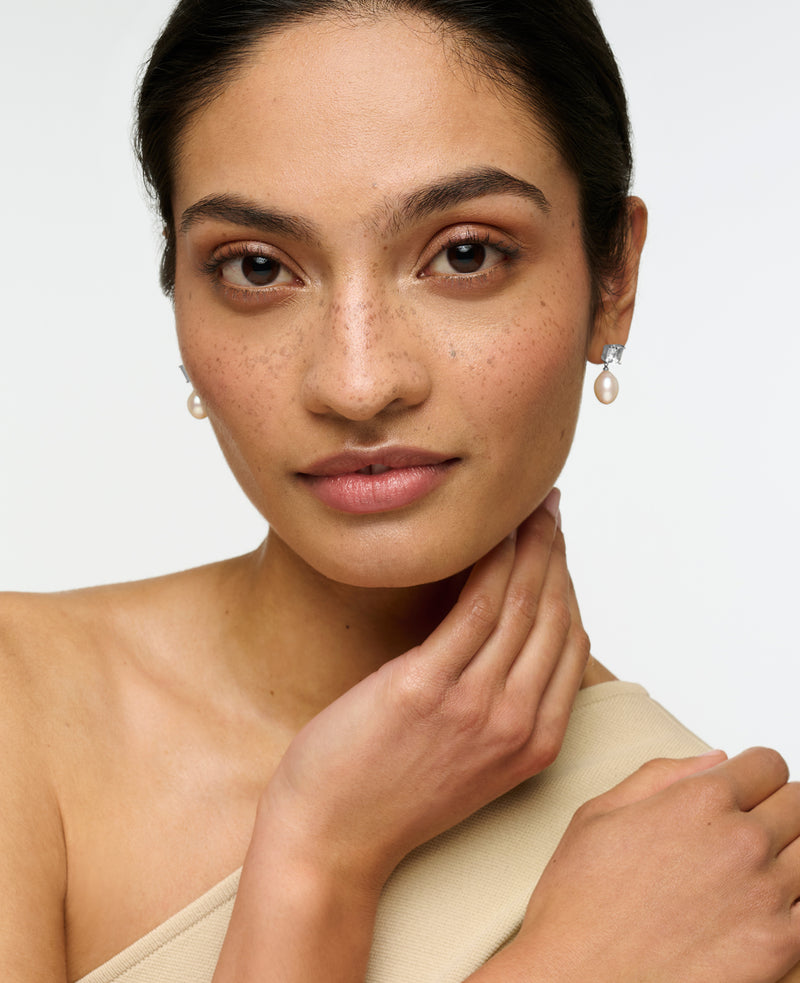 Topaz and Pearl Drop Earrings