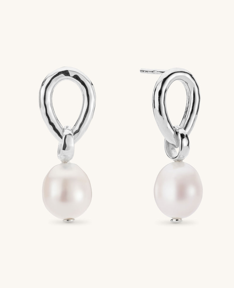 (PRE-ORDER) Calypso Pearl Droplet Earrings Silver