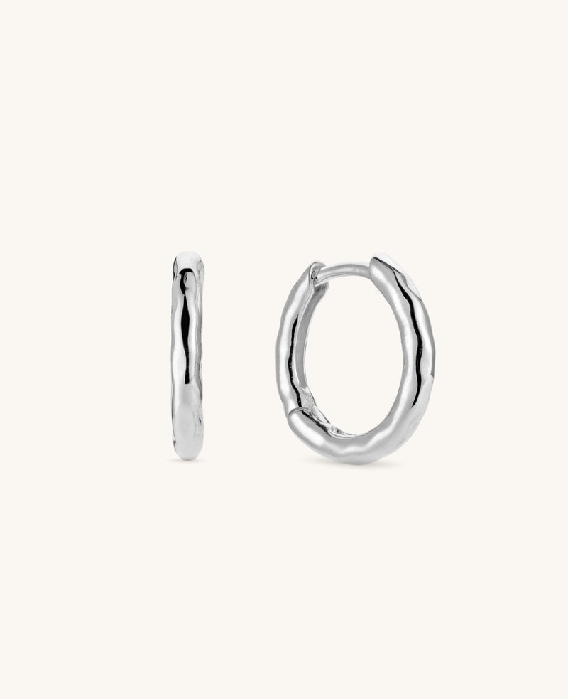 (PRE-ORDER) Medium Hammered Hoops Silver