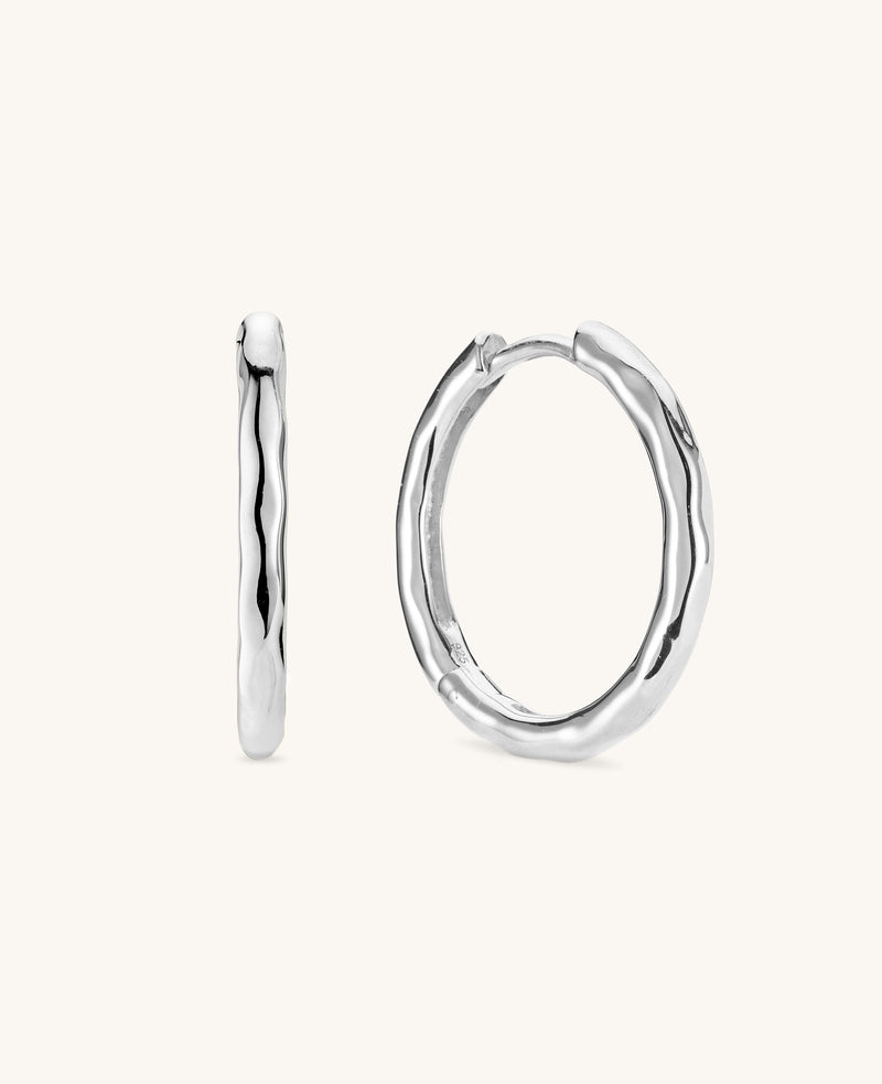 (PRE-ORDER) Large Hammered Hoops Silver