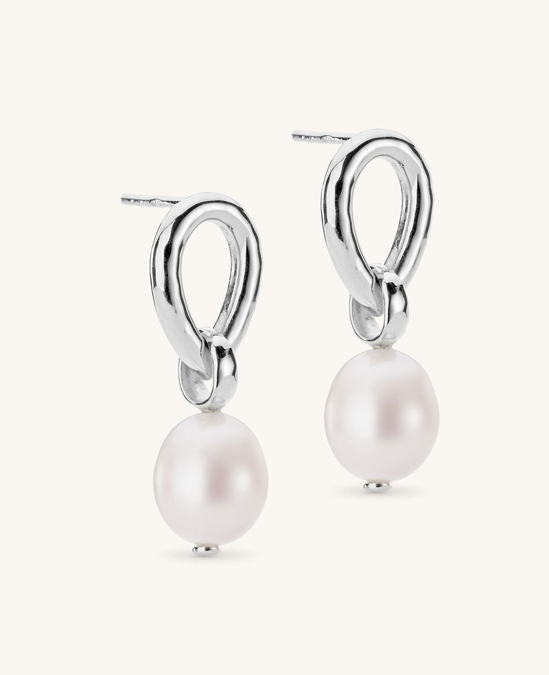 (PRE-ORDER) Calypso Pearl Droplet Earrings Silver