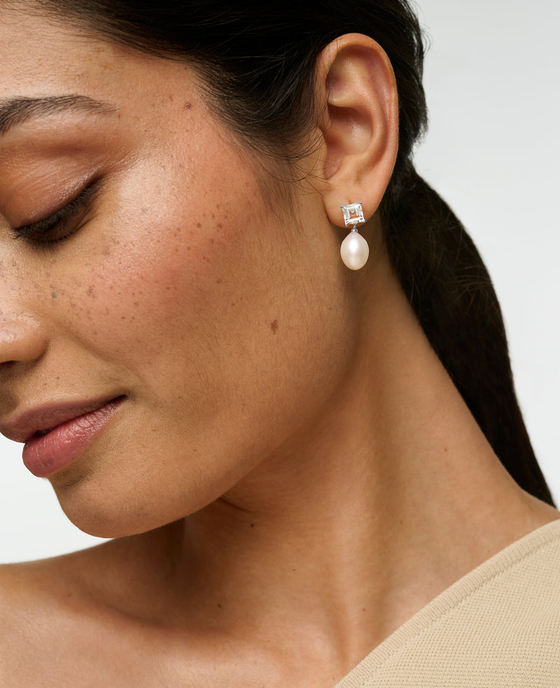 Topaz and Pearl Drop Earrings