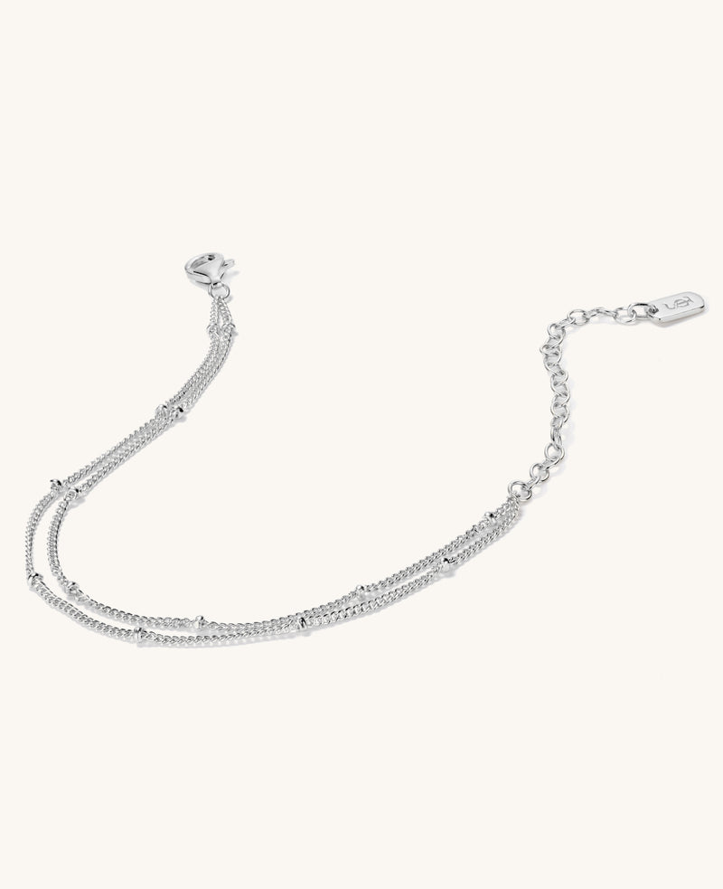 (Pre-Order) Double Strand Beaded Bracelet Silver
