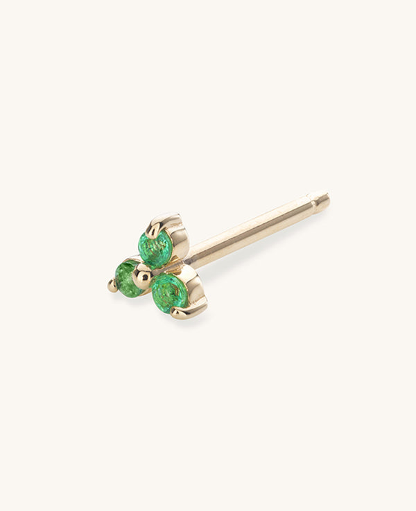 Single Emerald Mini Fleur Stud 9k Solid Gold