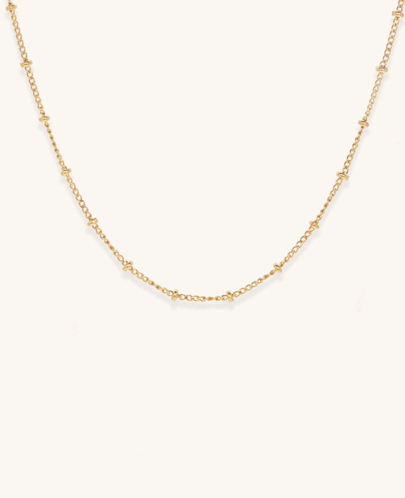 Single Strand Beaded Satellite Necklace Gold