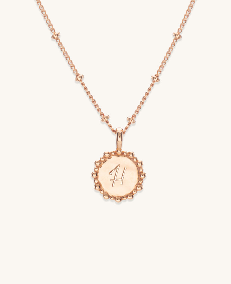 Engravable Mini Initial Sunshine Necklace Rose Gold