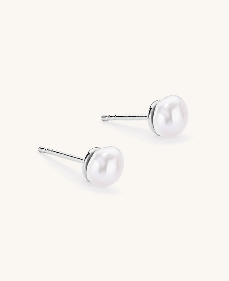 (PRE-ORDER) Small Baroque Pearl Studs Silver