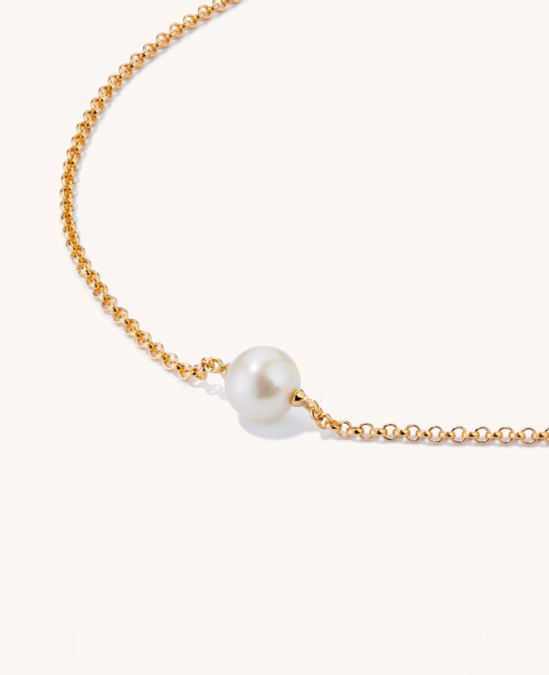 (PRE ORDER) Floating Single Round Pearl Necklace Gold