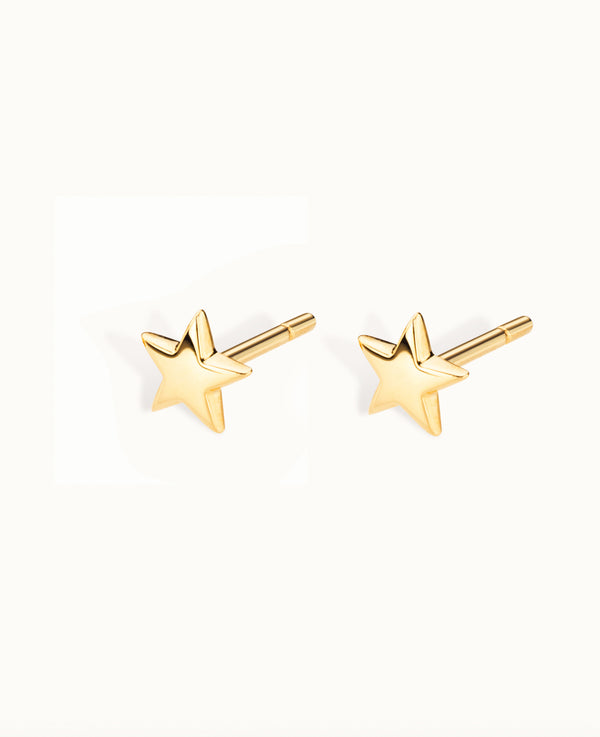 Solid 9K Gold Star Studs