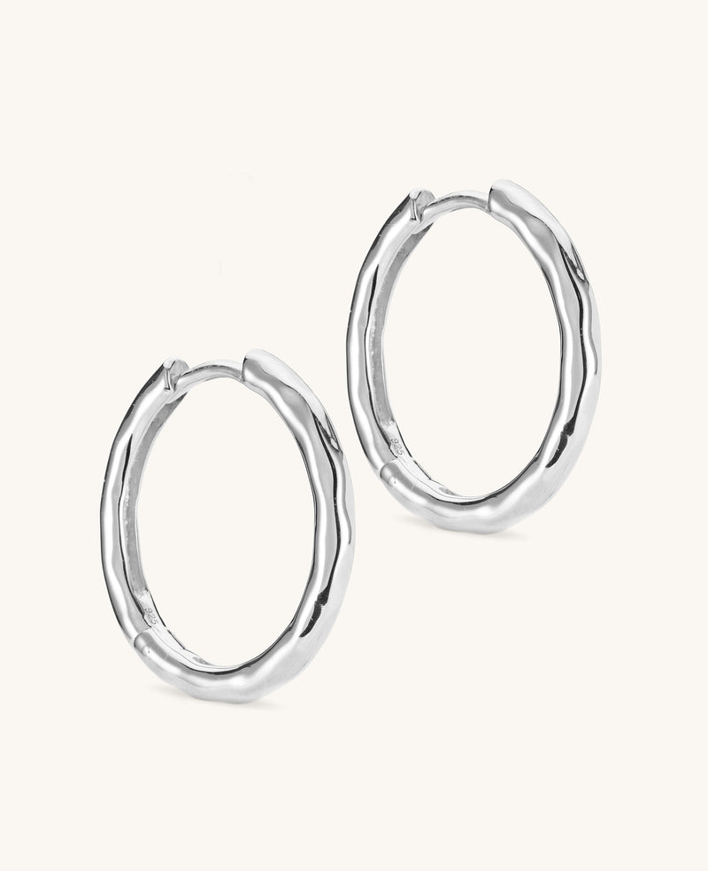 (PRE-ORDER) Large Hammered Hoops Silver