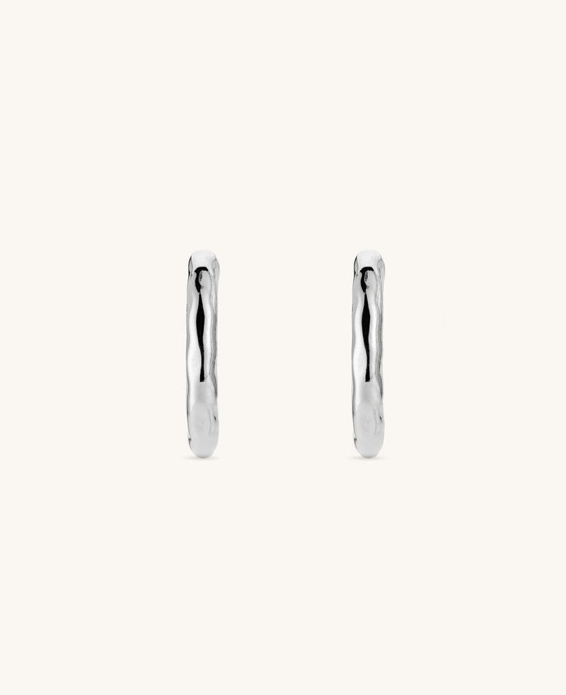 (PRE-ORDER) Medium Hammered Hoops Silver